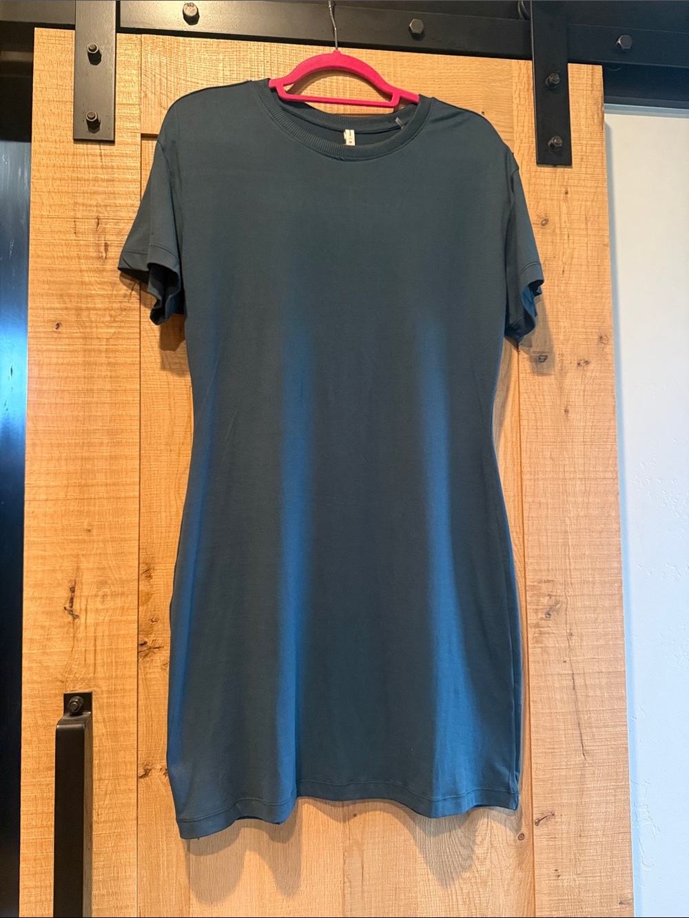 7 Diamonds Short-Sleeve Crewneck Tee Dress — Teal Blue